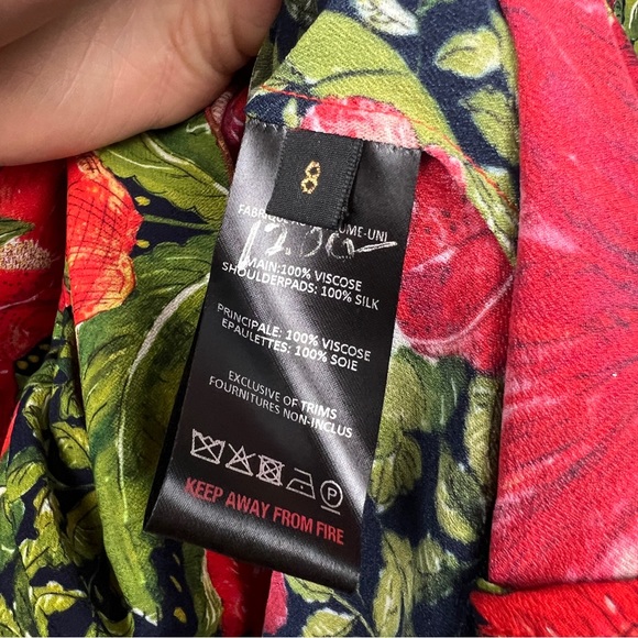 The Vampire’s Wife Hypnosis Floral Rose Silk Puff Shoulder Midi Dress - Picture 10 of 11